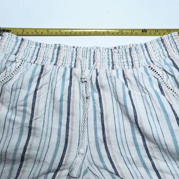 Briggs Women's Linen Blend Coastal Lagenlook Drawstring Stretch Waist Shorts L - Picture 5 of 8